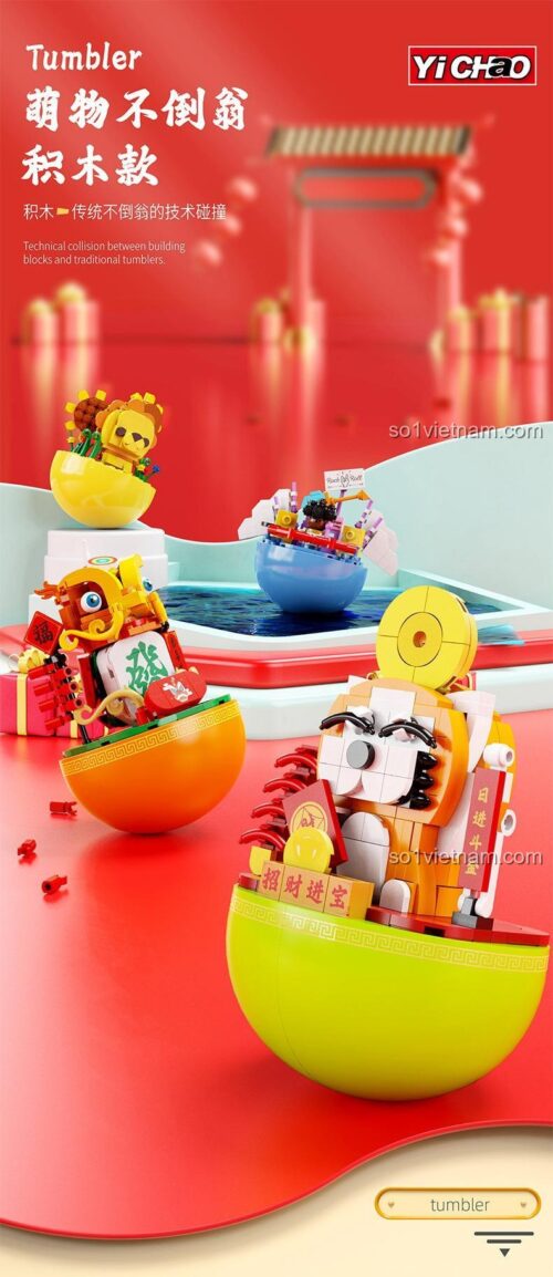 Đồ chơi mô hình YICHAO 1209-2 Mèo may mắn, thuộc bộ sưu tập lật đật đáng yêu, chất lượng cao.