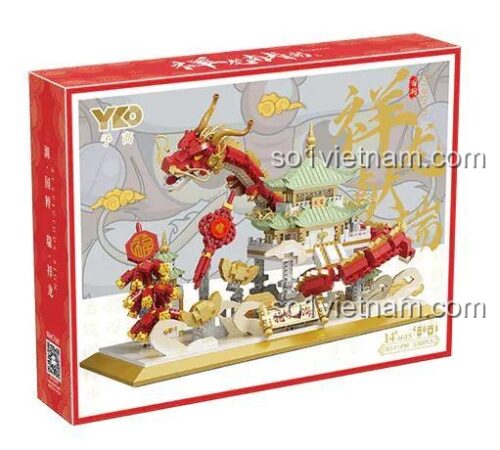 Hộp sản phẩm YKO P1190 Long Đằng Thiên Cung, Bộ lắp ghép 3218 Mảnh, Đồ chơi mô hình Rồng Trung Hoa, Quà tặng ý nghĩa cho bé 14 tuổi