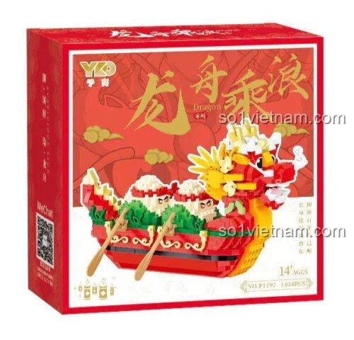 Hộp sản phẩm Thuyền Rồng YKO P1197, có hình ảnh mô hình, 1404 mảnh, độ tuổi 14+, xuất xứ Trung Quốc.