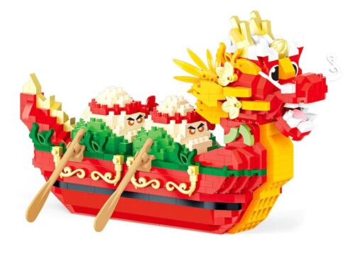 Mô hình Thuyền Rồng YKO P1197 với 1404 mảnh ghép tinh xảo, màu đỏ vàng chủ đạo, phù hợp cho người chơi 14 tuổi trở lên.