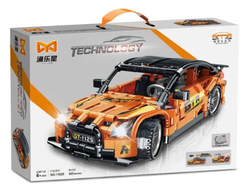 Bộ đồ chơi Siêu xe GTR màu cam Yongle Star 11029, 365 chi tiết, động cơ hồi lực, đèn LED, phù hợp cho bé trai 6 tuổi