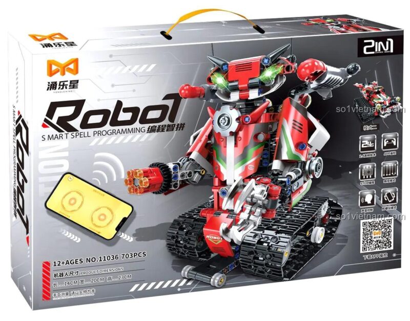 Hộp đồ chơi robot lập trình Yonglexing 11036, quà tặng sáng tạo cho con trai 12 tuổi.