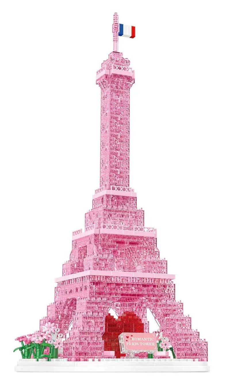 Tháp Eiffel Hồng Trong Suốt YueGao P1025 - Mô hình lắp ghép 1314 mảnh, đồ chơi xếp hình cho bé gái 14 tuổi, quà tặng lãng mạn