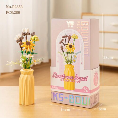 Bộ lắp ghép Yuga P2353 Hoa Cúc Hướng Dương trong bình, đồ chơi lắp ghép sáng tạo cho bé gái 6 tuổi, giá tốt