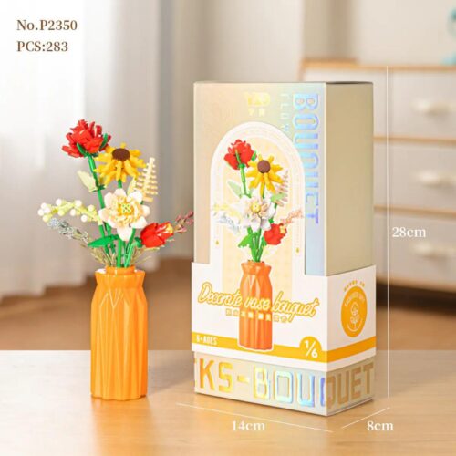 Bộ lắp ghép Yugao P2350 Bó hoa trang trí mini block, vẻ đẹp tinh tế, sắc màu tươi mới cho bé gái 6 tuổi, giá tốt