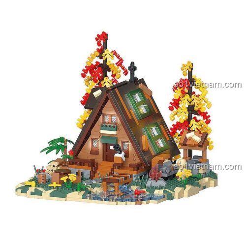 Mô hình kết hợp Yugao P3113 gồm nhà gỗ và nhà trên cây mùa thu, một bộ lắp ghép sáng tạo cho thanh niên 14 tuổi, giá tốt.
