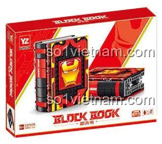Hộp Sách Lắp Ghép Iron Man YZ7075 - Mô hình Sách Iron Man Marvel, 445 mảnh, màu đỏ đen vàng, đồ chơi xây dựng cho bé trai 6 tuổi