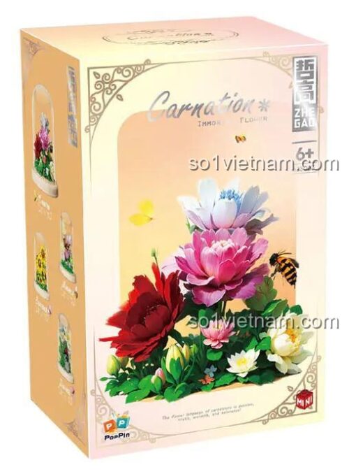 Hộp đồ chơi mô hình Zhe Gao 623003 Hoa Cẩm Chướng, 623 mảnh ghép, quà tặng cho bé gái 6 tuổi