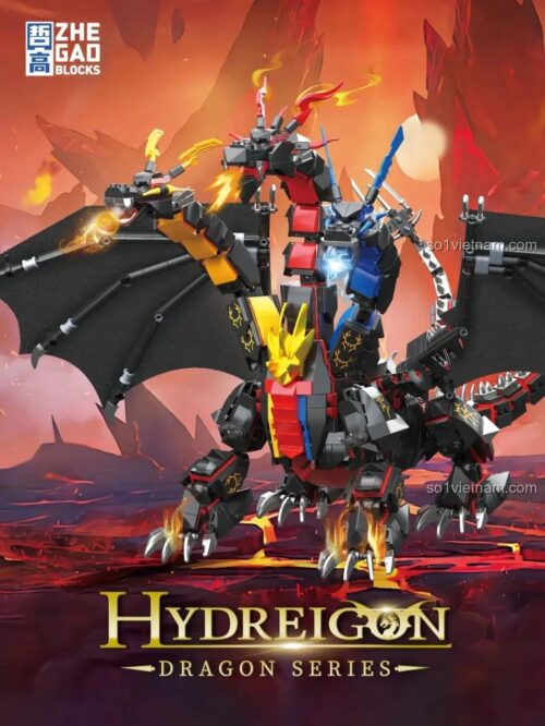 Mô hình Rồng Ba Đầu Hydreigon Zhe Gao 662035 đồ chơi lắp ghép chất lượng cao, thể hiện sức mạnh rồng.