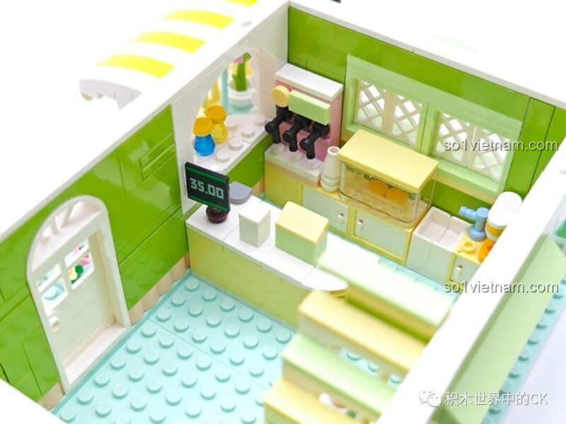 Bộ xếp hình Cửa hàng trà chanh 612003, chi tiết cây xanh và cửa sổ, rèn luyện sự tập trung, cho bé gái 6 tuổi, giá tiết kiệm