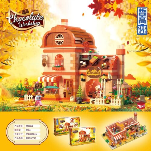Hộp sản phẩm đồ chơi mô hình Cửa hàng Sô Cô La ZHEGAO 612004, phát triển tư duy cho trẻ 6 tuổi