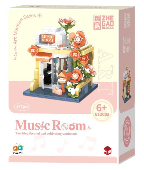 Bộ lắp ghép Phòng Âm Nhạc ZHEGAO 612005 giá tốt, hộp sản phẩm với 497 chi tiết, phù hợp bé gái 6 tuổi, đồ chơi mô hình ZHEGAO chất lượng cao.