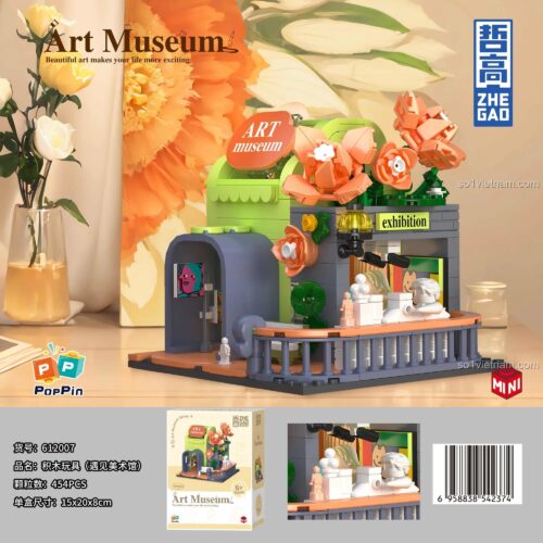 Đồ chơi mô hình ZHEGAO 612007 Bảo tàng Nghệ thuật với kích thước hộp chi tiết, phù hợp bé gái 6 tuổi