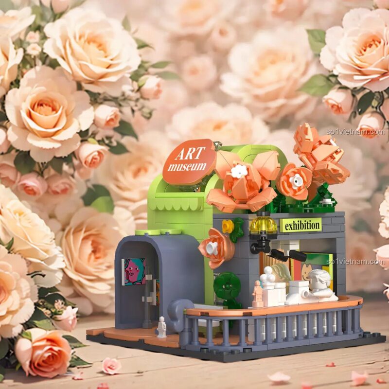 Đồ chơi xếp hình 612007 Phòng trưng bày Nghệ thuật với chi tiết hoa hồng tinh xảo, phát triển cảm nhận thẩm mỹ cho bé gái
