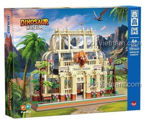 Hộp đồ chơi xếp hình ZHEGAO 613000 Tòa nhà Bảo tàng Khủng long, món quà sáng tạo cho cả bé trai và bé gái.