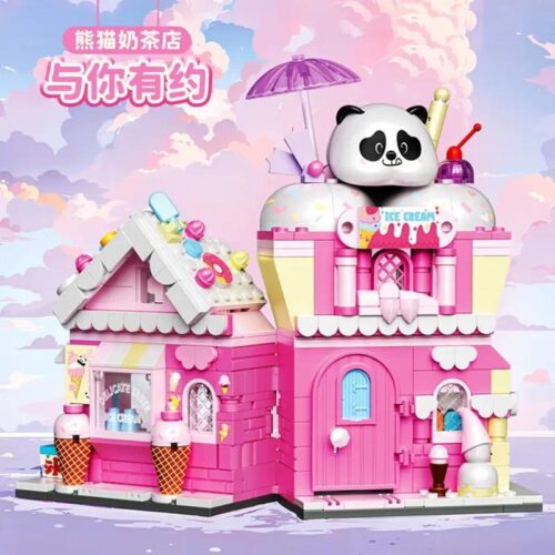 ZHEGAO 613024 Tiệm Trà Sữa Gấu Trúc - Bộ lắp ghép mô hình dễ thương cho bé gái 6 tuổi, 540 mảnh