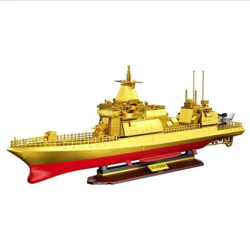 Bộ lắp ghép ZHEGAO 653006 Tàu khu trục Type 055 phiên bản vàng, mô hình tàu chiến hải quân chất lượng cao cho bé trai 6 tuổi, giá tốt