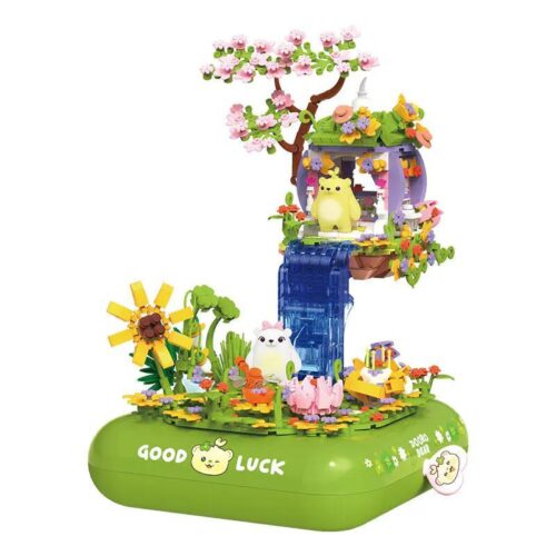 Mô hình Hộp nhạc "Mây Hồng" - Bộ lắp ghép "Dooro Bear" ZHEGAO 661007, đồ chơi lắp ghép, đồ chơi giáo dục, 970 mảnh, có đèn LED và âm thanh, cho bé gái 6 tuổi