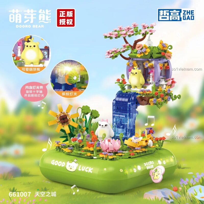 Chi tiết đèn LED của Mô hình Hộp nhạc "Mây Hồng" - Bộ lắp ghép "Dooro Bear" ZHEGAO 661007, đồ chơi lắp ghép, đồ chơi giáo dục, 970 mảnh, có đèn LED và âm thanh, cho bé gái 6 tuổi