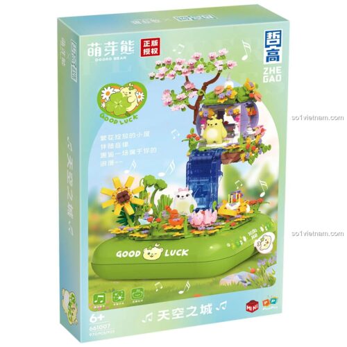 Hộp sản phẩm Mô hình Hộp nhạc "Mây Hồng" - Bộ lắp ghép "Dooro Bear" ZHEGAO 661007, đồ chơi lắp ghép, đồ chơi giáo dục, 970 mảnh, có đèn LED và âm thanh, cho bé gái 6 tuổi