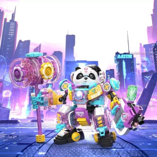 đồ chơi mô hình ZHEGAO 662012 Panda Mecha Lilia, robot gấu trúc cyberpunk phát sáng, cho bé gái 6 tuổi