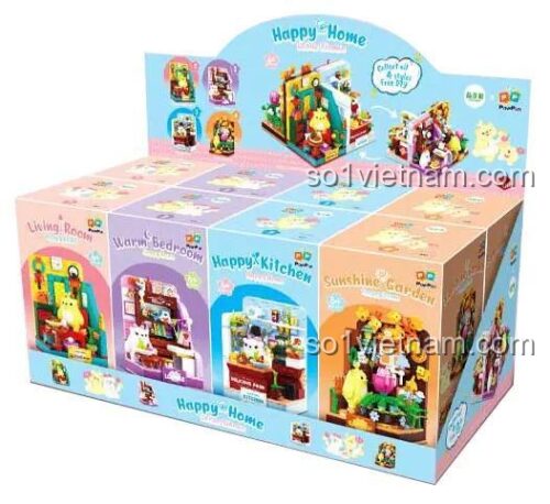 Hộp trưng bày của đồ chơi mô hình ZHEGAO 662039 Ngôi Nhà Hạnh Phúc của Gấu Mầm, món quà sáng tạo cho bé gái.