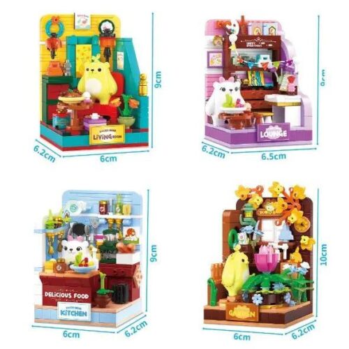 Kích thước chi tiết của bộ lắp ghép Gấu Mầm ZHEGAO 662039, đồ chơi cho bé gái 6 tuổi giá rẻ.