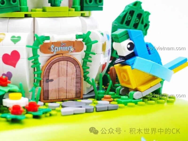 Đèn LED bên trong nhà chim của bộ đồ chơi ZHEGAO 663014, mô hình nhà chim ZHEGAO, đồ chơi có đèn.
