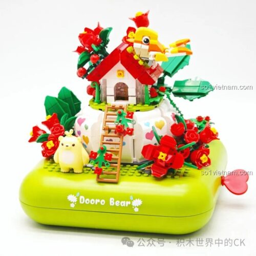 Mô hình Ngôi nhà chim hoa 663014 hoàn thành, bộ đồ chơi Lễ hội âm nhạc rừng xanh, đồ chơi lắp ghép Gấu mầm.