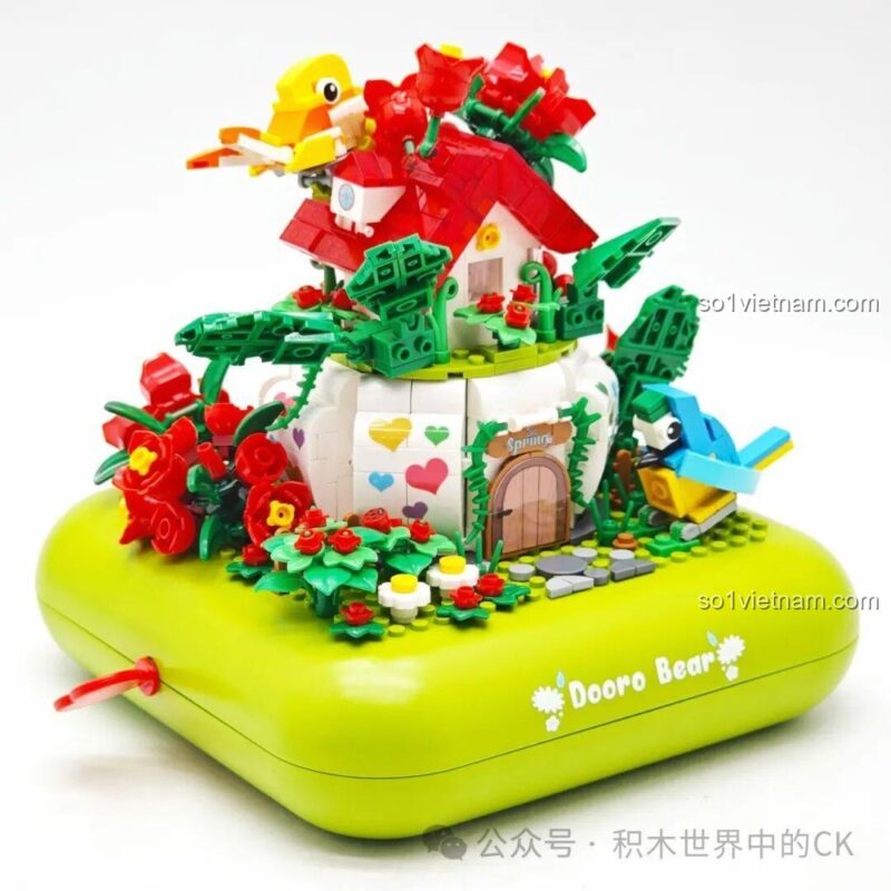 Mô hình hoàn chỉnh bộ lắp ghép 3014, đồ chơi xếp hình 014, với nhiều chi tiết hoa lá.