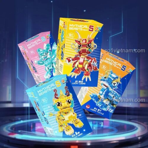 Hộp sản phẩm bộ lắp ghép ZHEGAO 663503 Thần Thú Kế Hoạch, bao gồm 4 mô hình thần thú, đồ chơi xếp hình cho bé 6 tuổi, chất lượng cao, giá rẻ