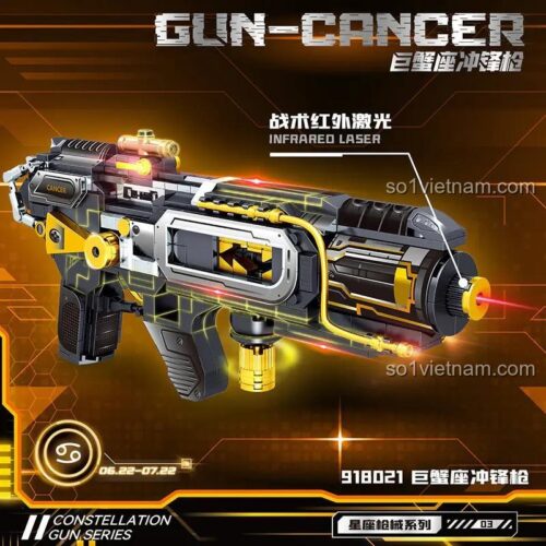 ZHEGAO 918021 Súng Tiểu Liên Cung Cự Giải có đèn laser hồng ngoại, bộ lắp ghép ZHEGAO, đồ chơi lắp ráp 918021, súng lắp ráp cung cự giải ZHEGAO, mô hình súng tiểu liên cung cự giải, đồ chơi cho bé trai 6 tuổi.