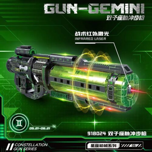 bộ lắp ghép Súng trường xung Gemini Zhegao 918024 có đèn LED laser, thiết kế cung hoàng đạo, 416 chi tiết, dành cho con trai 6 tuổi, giá tốt
