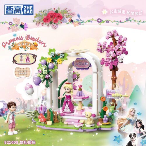 Bộ lắp ghép Cảnh Đám Cưới Công Chúa Windsor ZHEGAO 921008, hộp sản phẩm chính thức với thiết kế lãng mạn, phù hợp bé gái 6 tuổi, giá tốt.