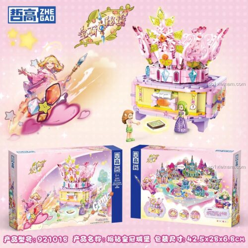 Mô hình Hộp trang sức công chúa đá quý ZHEGAO 921018 bộ lắp ghép 405 mảnh cho bé gái 6 tuổi