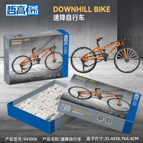 ZHEGAO 941006 bộ lắp ghép Xe đạp đổ đèo, mô hình xe đạp thể thao màu cam, 253 mảnh, độ tuổi 6+
