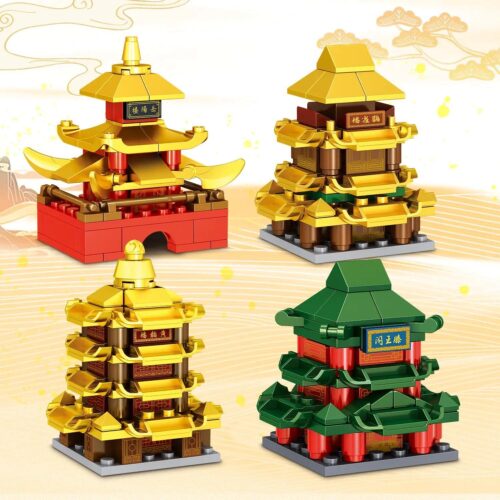 bộ lắp ghép Bốn Đại Danh Lâu Cổ Kiến Trúc ZHEGAO 951001, mô hình kiến trúc cổ điển Trung Hoa, đồ chơi mô hình Tháp cổ Trung Quốc, bộ xếp hình Danh lam thắng cảnh Trung Quốc, đồ chơi xây dựng Kiến trúc cổ Trung Hoa, giá tốt cho bé 6 tuổi