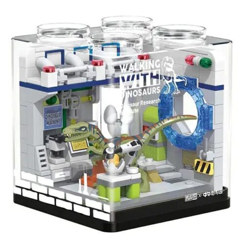 Cận cảnh bộ lắp ghép Viện Nghiên Cứu Khủng Long ZHEGAO 971013, mô hình diorama khủng long chi tiết cho bé trai 6 tuổi, giá rẻ.