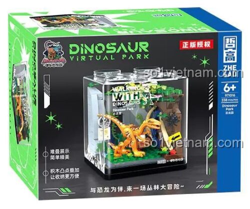 Hộp đồ chơi mô hình ZHEGAO 971016 Công viên khủng long, 238 mảnh ghép chất lượng cao