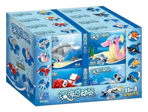 Hộp sản phẩm bộ lắp ghép ZHEGAO 991001 Cá Mập Yêu Quái Biển Sâu cho bé trai 6 tuổi, giá rẻ.