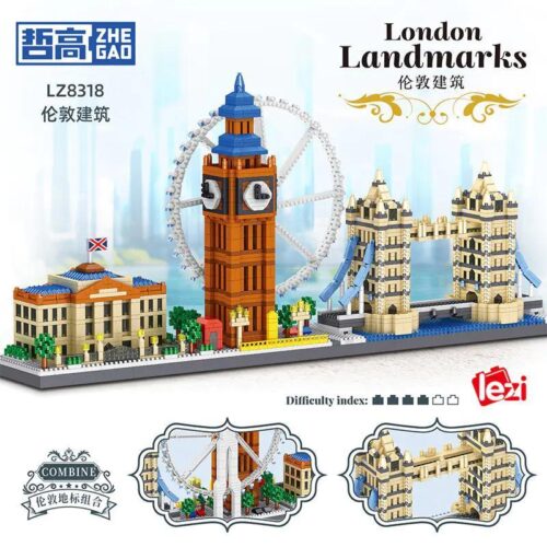 Bộ lắp ghép Mô hình Kiến trúc London ZHEGAO LZ8318 3110 mảnh, đồ chơi mô hình Địa danh London giá tốt cho bé trai và bé gái 6 tuổi, phát triển tư duy sáng tạo.