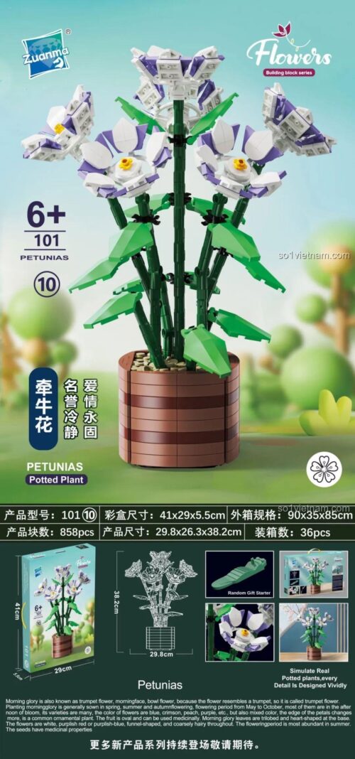 Mô hình hoa Petunias lắp ráp từ bộ đồ chơi Zuanma 101-10