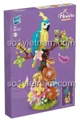 Hộp đồ chơi lắp ráp 10117 Vẹt trên cành hoa Zuanma, bộ xếp hình 1162 chi tiết cho bé gái 6 tuổi