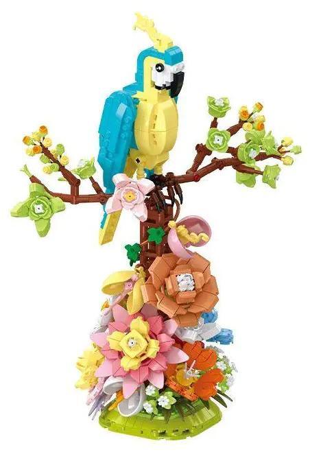 Bộ lắp ghép Vẹt trên cành hoa Zuanma 101-17 sắc màu nhiệt đới, đồ chơi mô hình cho bé gái 6 tuổi, giá tốt