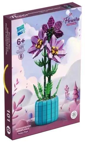 Hộp bộ đồ chơi Chậu Hoa Đỗ Quyên Zuanma 101-8, mô hình hoa tím tinh xảo, quà tặng cho bé gái 6 tuổi, giá tốt.