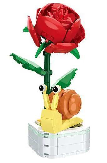 Bộ lắp ghép Zuanma 103-F1 mô hình ốc sên và hoa hồng đỏ, xanh lá, vàng, cam, trắng, 178 chi tiết, độ tuổi 6+, phù hợp bé gái, quà tặng ý nghĩa