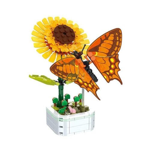 Bộ lắp ghép Zuanma 103-F3 mô hình Bướm Phượng Vàng Chậu Hoa Hướng Dương 219 chi tiết cho bé 6 tuổi